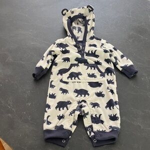 Carter's Navy and White Bear Print fleece Onesie